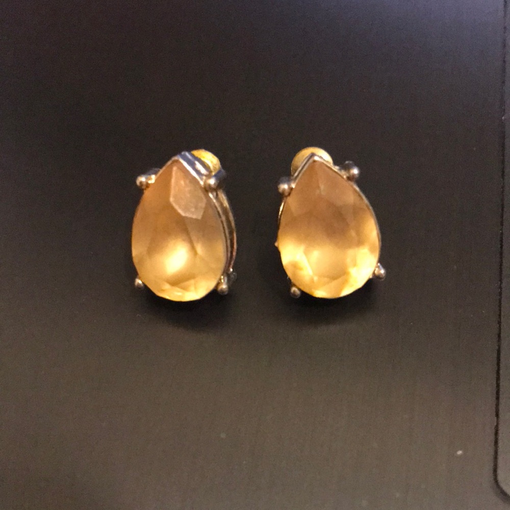Gold-Tone Teardrop Crystal Stud Earrings - Elegant Women’s Jewelry